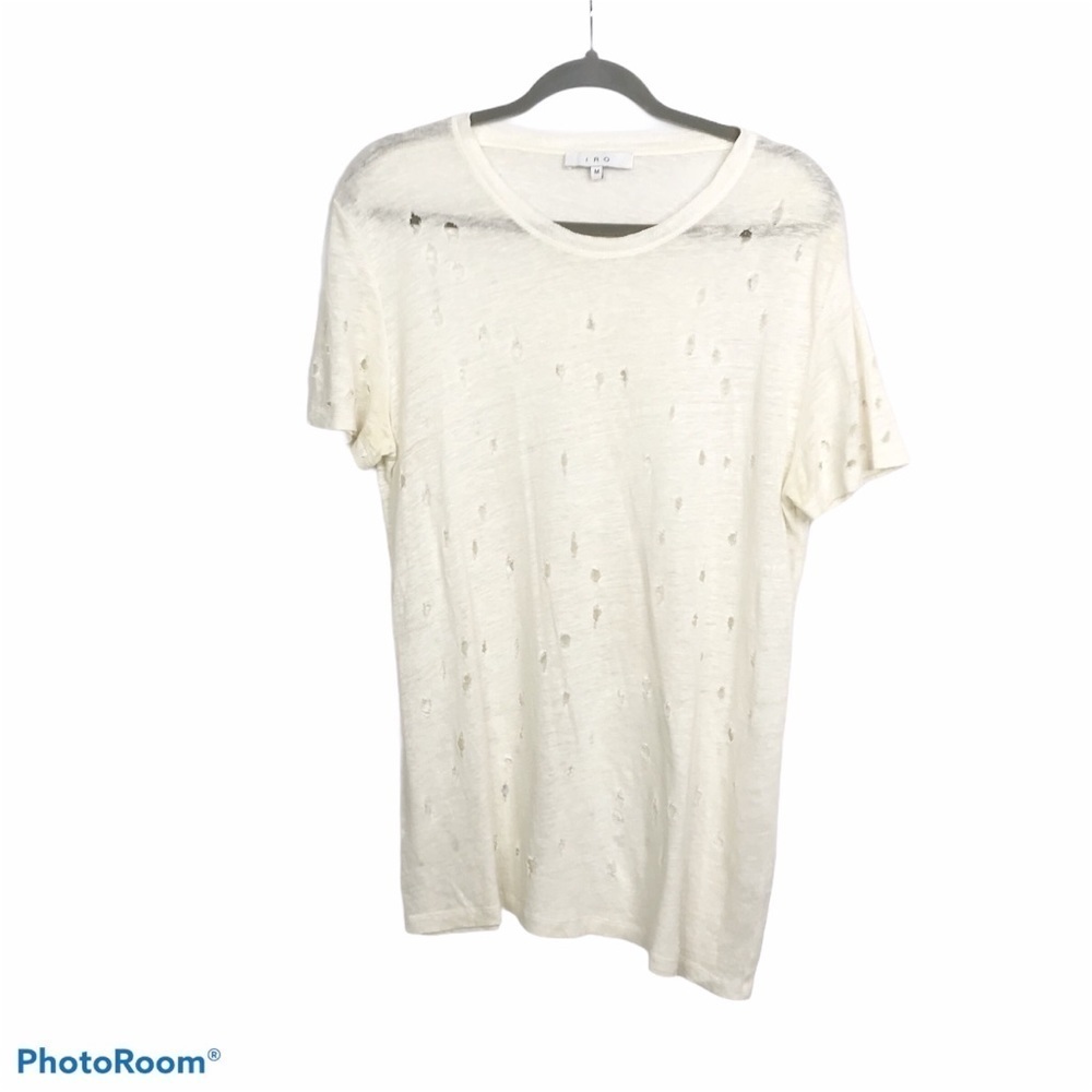 Iro Clay Distressed Tee In Ecru White Size M - image 5